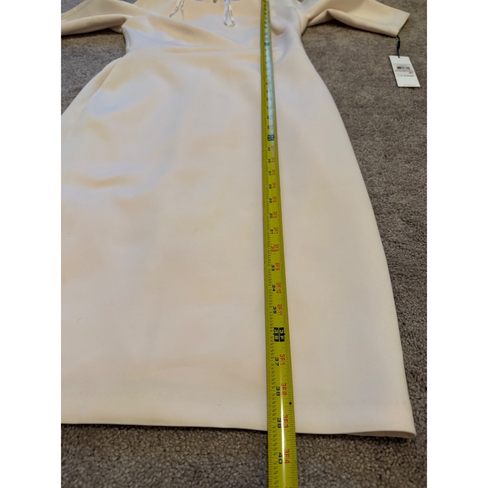 Calvin Klein Sheath Dress Elbow Sleeve Zipper Back Beige‎ Size 6 - Picture 9 of 10
